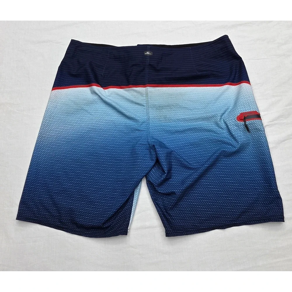 O'Neill Hyperfreak Mens Blue Ombre Geometric Board Shorts Swim Trunks Size 38